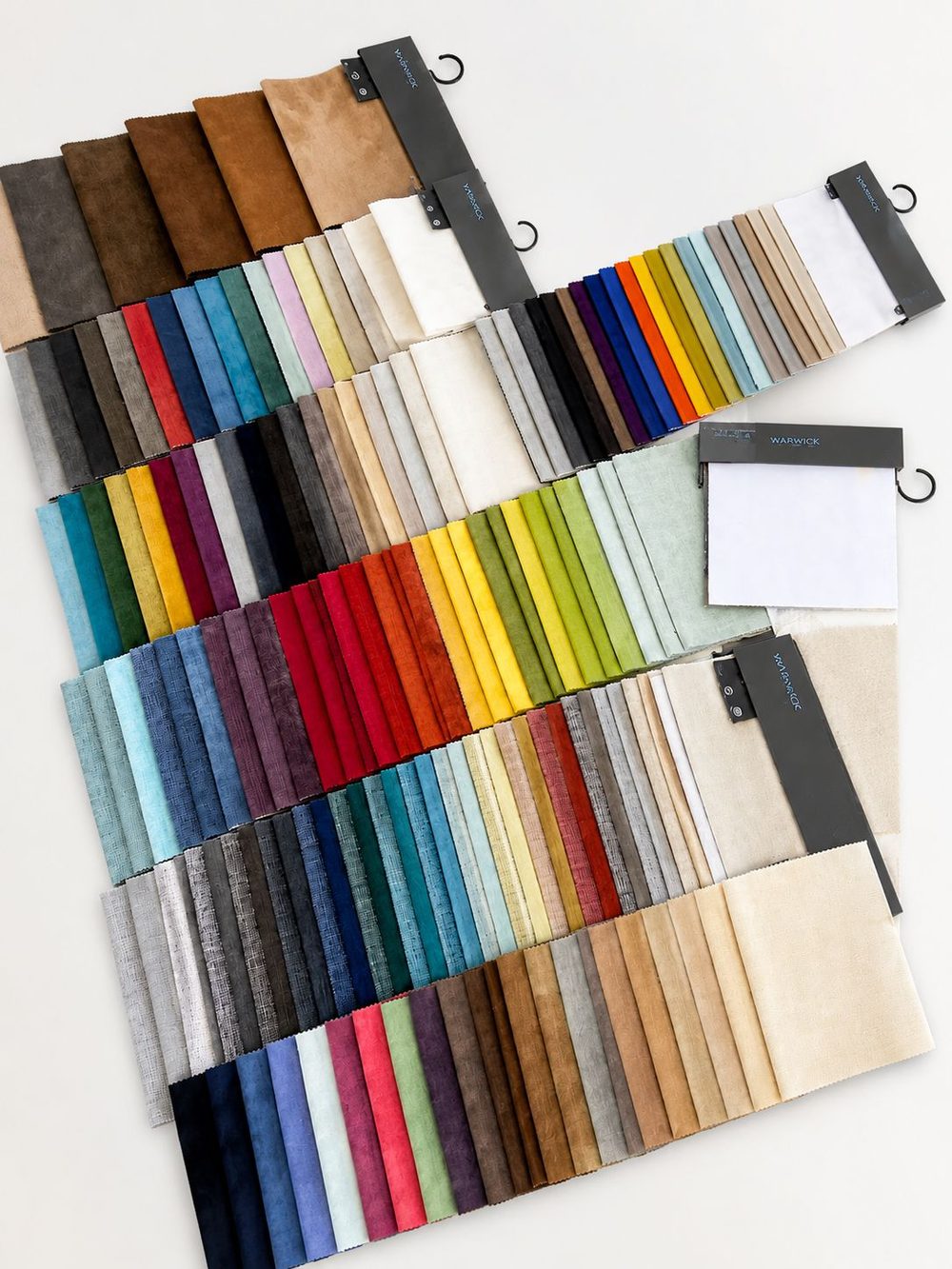 Warwick upholstery fabric swatches, velvet, linen and more in a full range of colours for Sleep Calm custom beds and headboards.